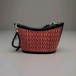 Baskets of Cambodia Saraye Tatami Woven Grass Shoulder Bag Red Handcrafted